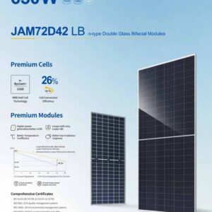 Panneau photovoltaïque 650 W – JA Solar JAM72D30